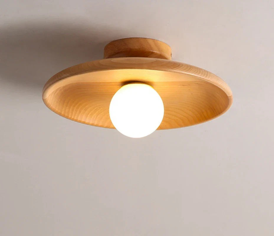 Wood Ceiling Light | Vintage Flush Mount Fixture for Bedroom & Living Room | Lologe