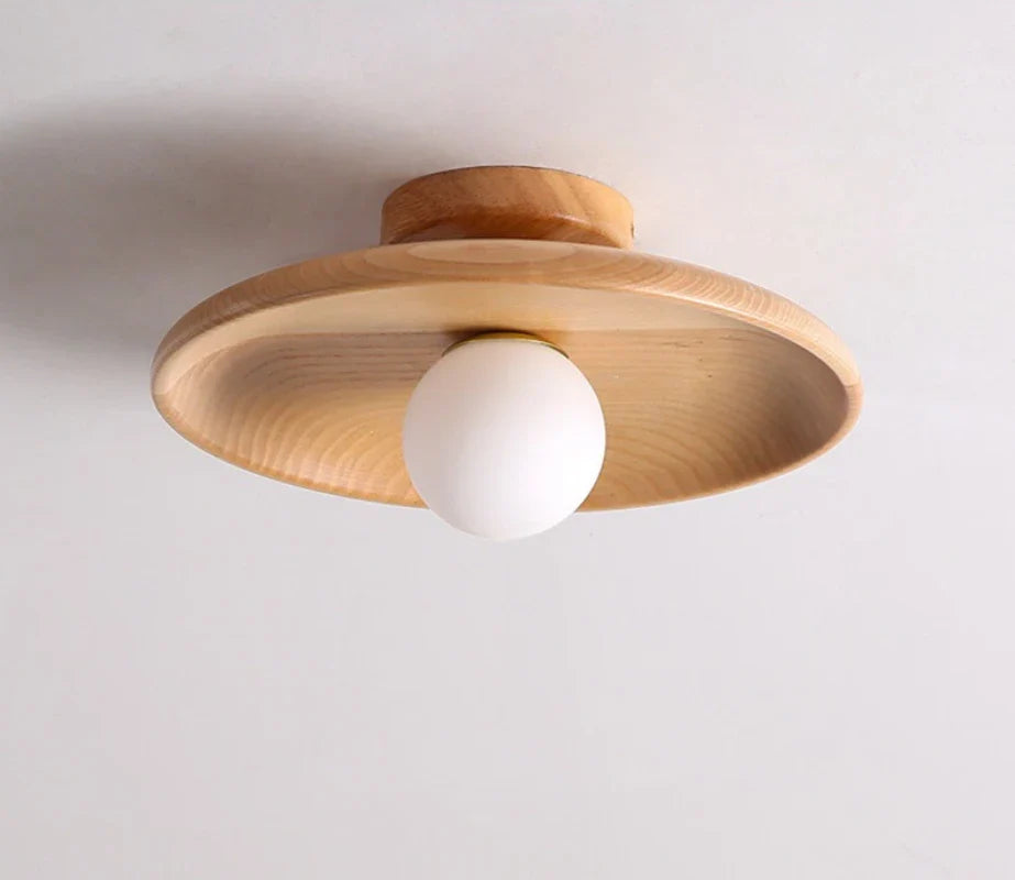 Wood Ceiling Light | Vintage Flush Mount Fixture for Bedroom & Living Room | Lologe