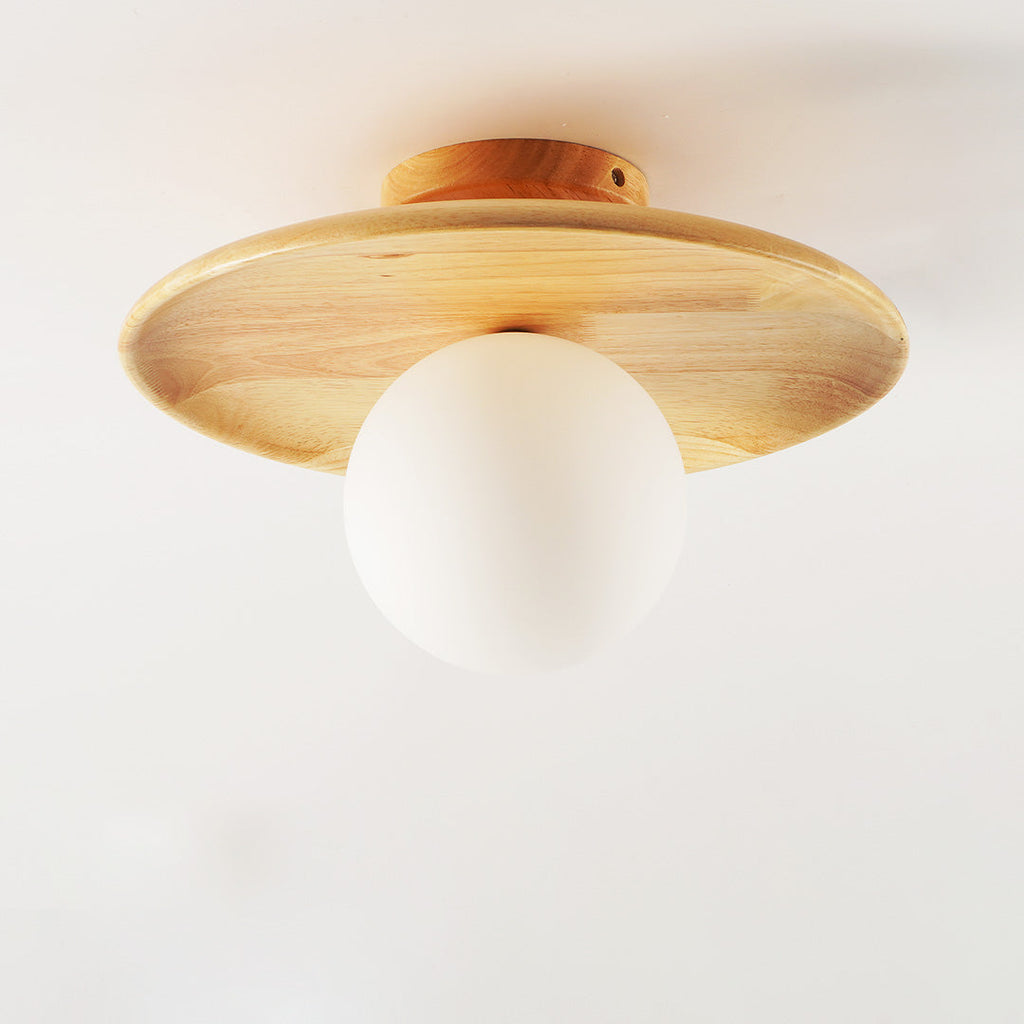 Wood Ceiling Light | Vintage Flush Mount Fixture for Bedroom & Living Room | Lologe