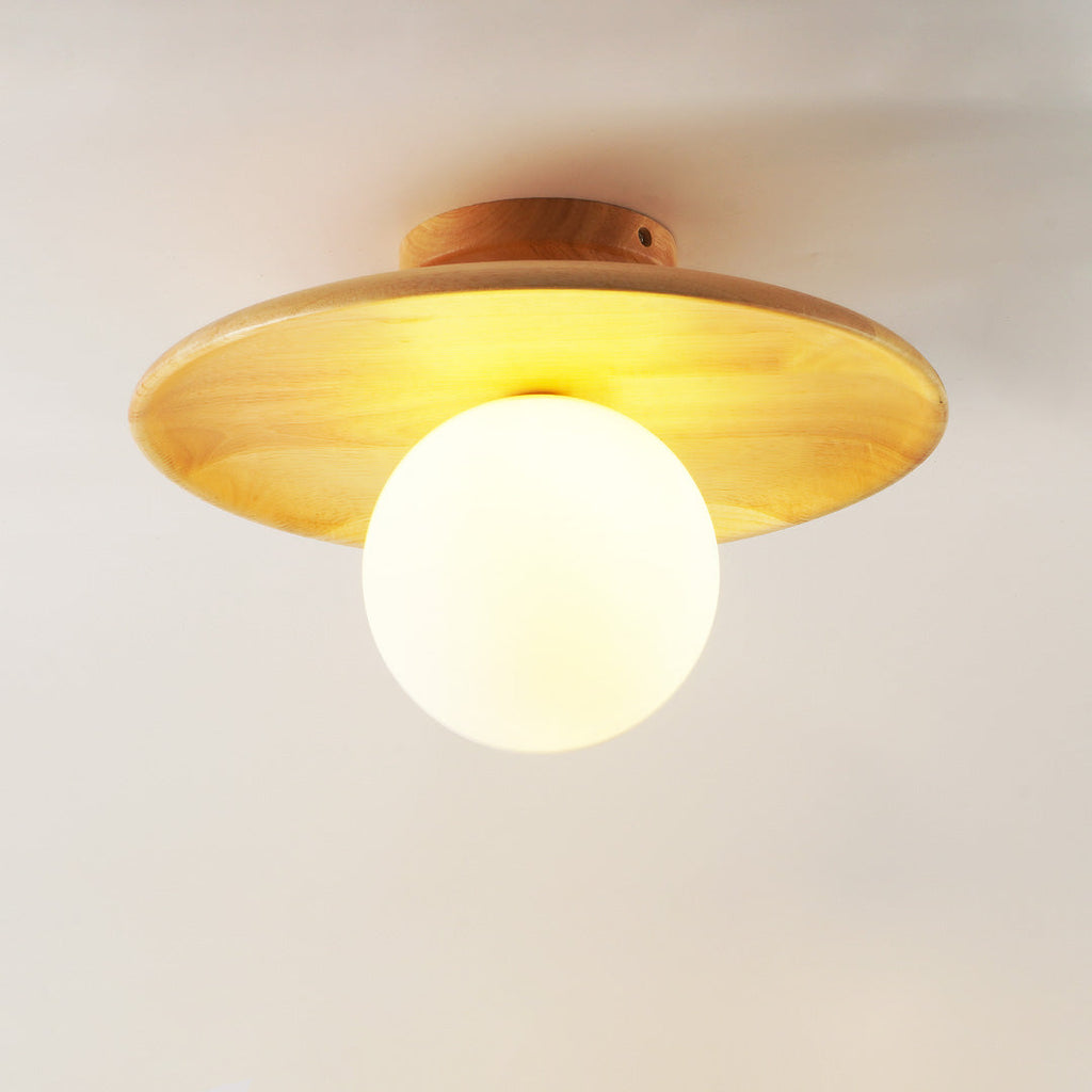 Wood Ceiling Light | Vintage Flush Mount Fixture for Bedroom & Living Room | Lologe