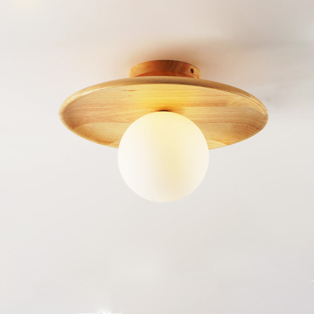 Wood Ceiling Light | Vintage Flush Mount Fixture for Bedroom & Living Room | Lologe