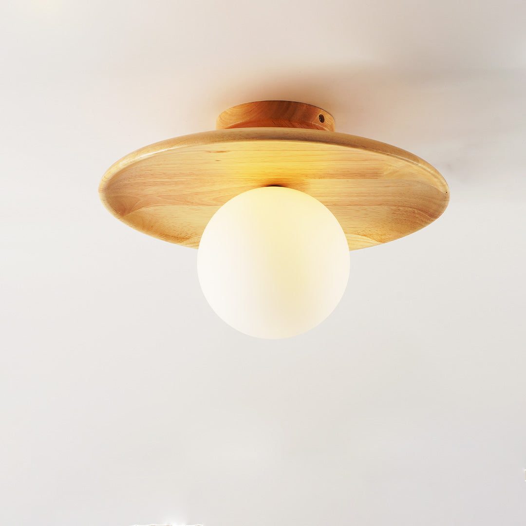 Wood Ceiling Light | Vintage Flush Mount Fixture for Bedroom & Living Room | Lologe