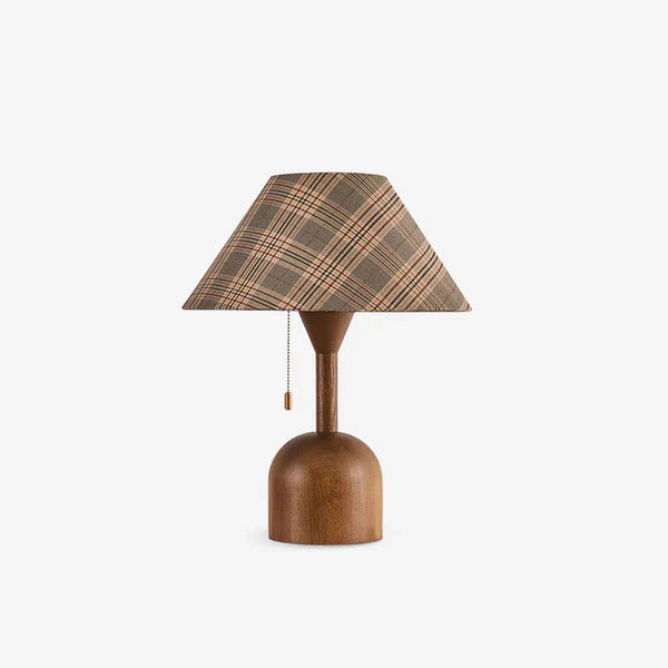 Vintage Plaid Table Lamp | Fabric Shade Bedside Light for Bedroom | Lologe