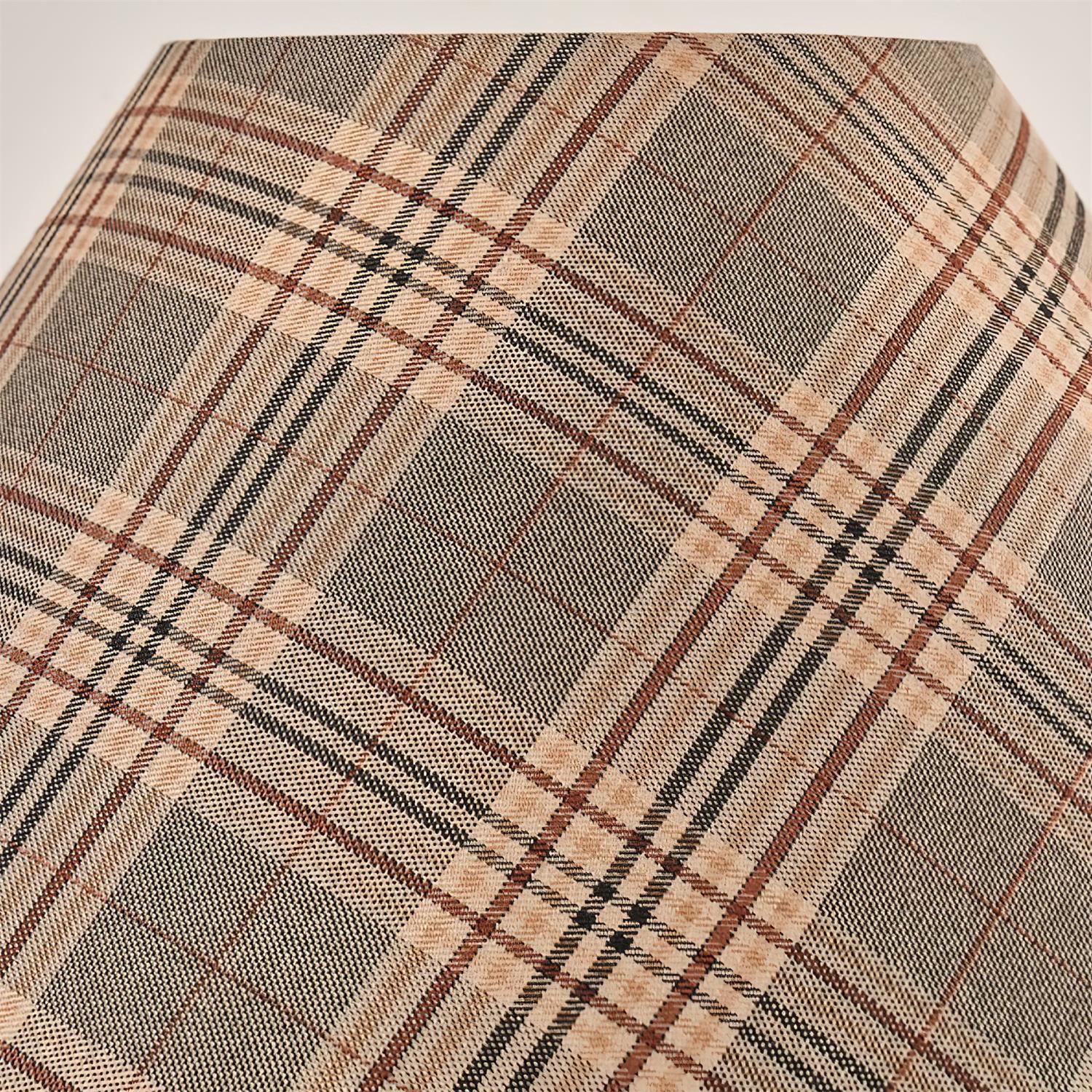 Vintage Plaid Table Lamp | Fabric Shade Bedside Light for Bedroom | Lologe