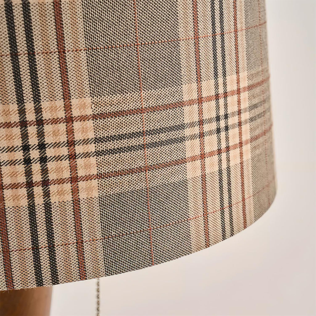Vintage Plaid Table Lamp | Fabric Shade Bedside Light for Bedroom | Lologe