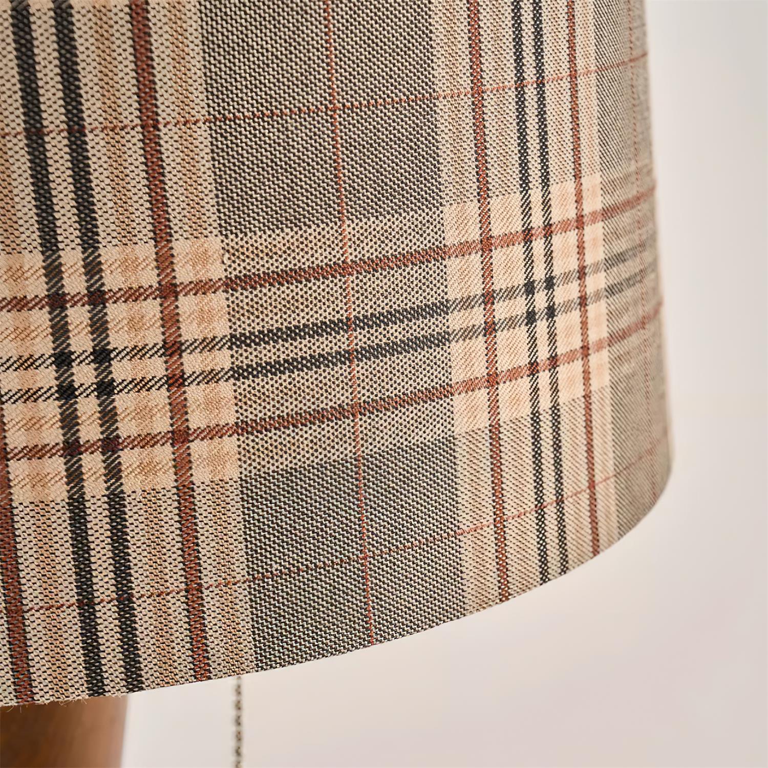 Vintage Plaid Table Lamp | Fabric Shade Bedside Light for Bedroom | Lologe