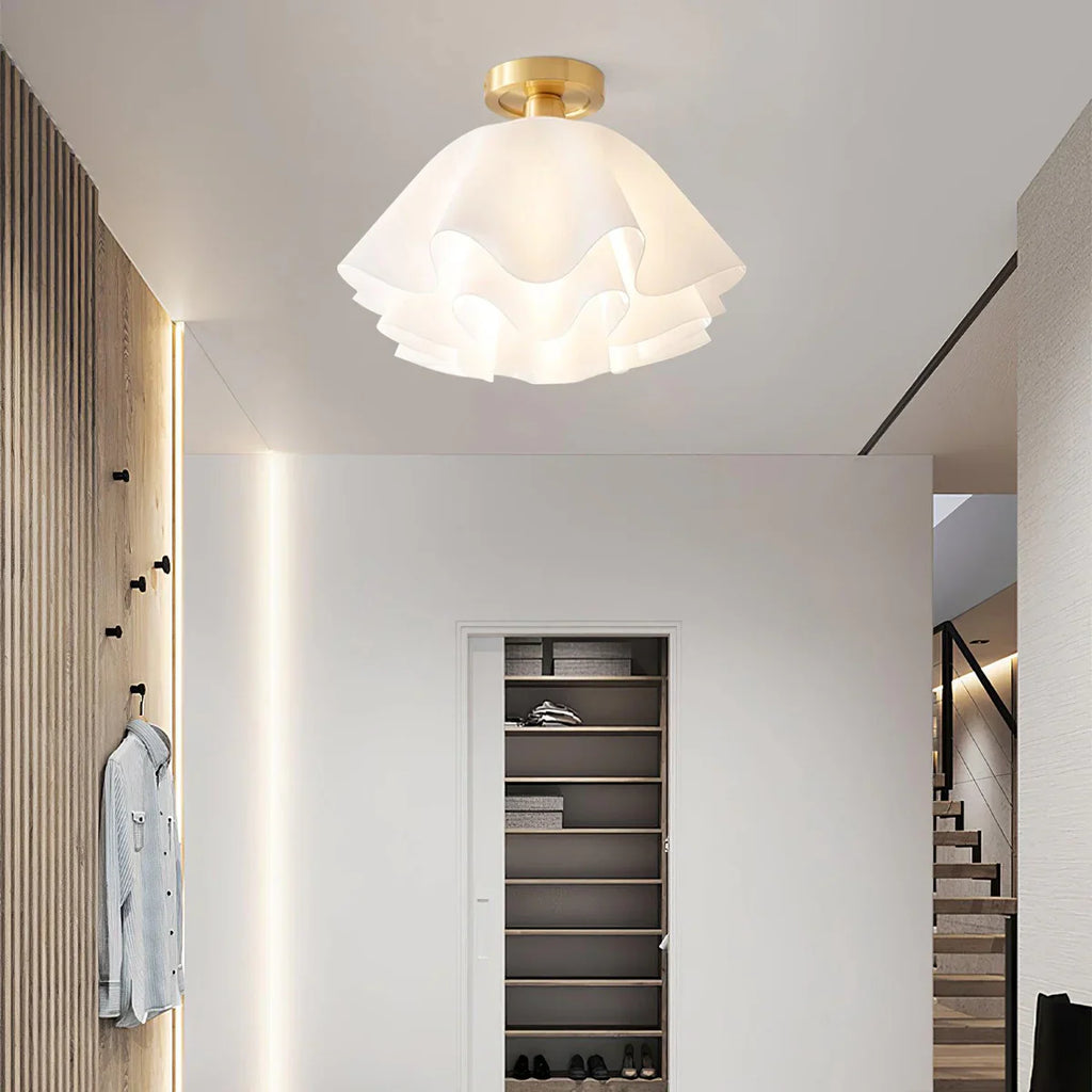 White Flower Ceiling Light | Vintage Floral Flush Mount Lighting | Lologe