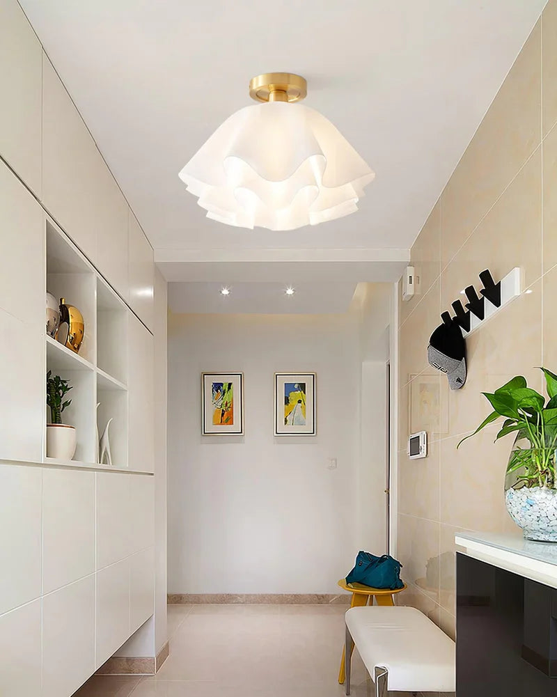 White Flower Ceiling Light | Vintage Floral Flush Mount Lighting | Lologe