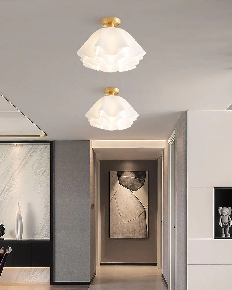 White Flower Ceiling Light | Vintage Floral Flush Mount Lighting | Lologe