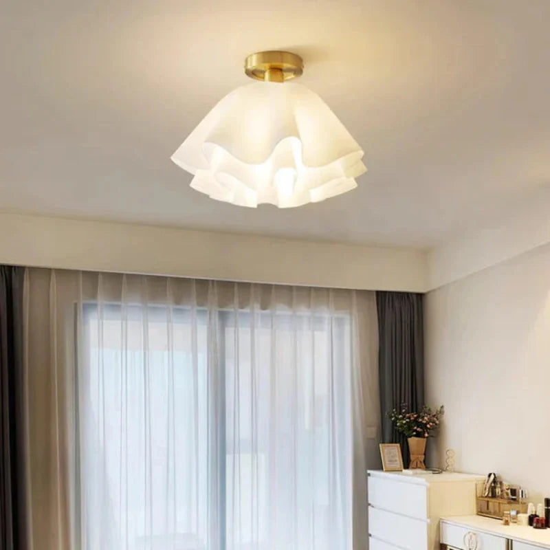 White Flower Ceiling Light | Vintage Floral Flush Mount Lighting | Lologe
