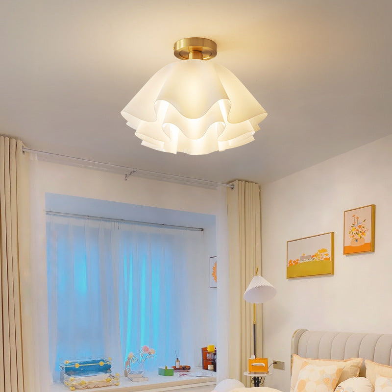 White Flower Ceiling Light | Vintage Floral Flush Mount Lighting | Lologe