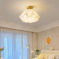 White Flower Ceiling Light | Vintage Floral Flush Mount Lighting | Lologe