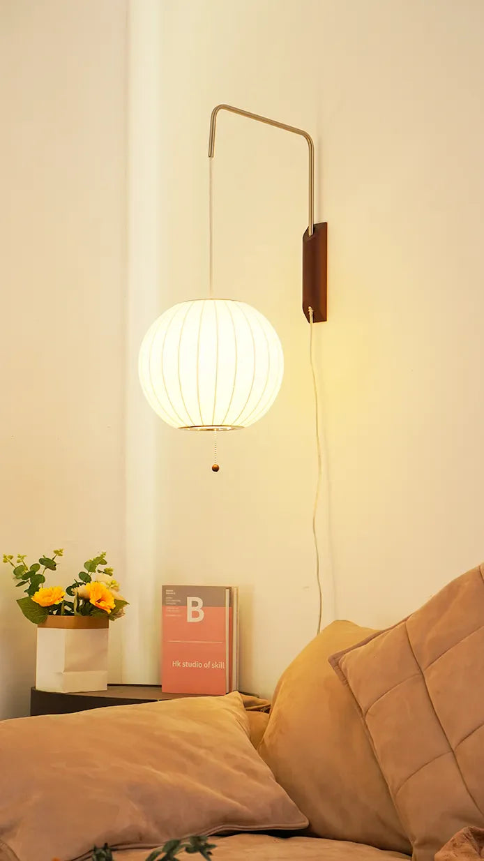 Silk Wall Lamp | Wabi-Sabi Sconce for Bedroom & Hallway Lighting | Lologe
