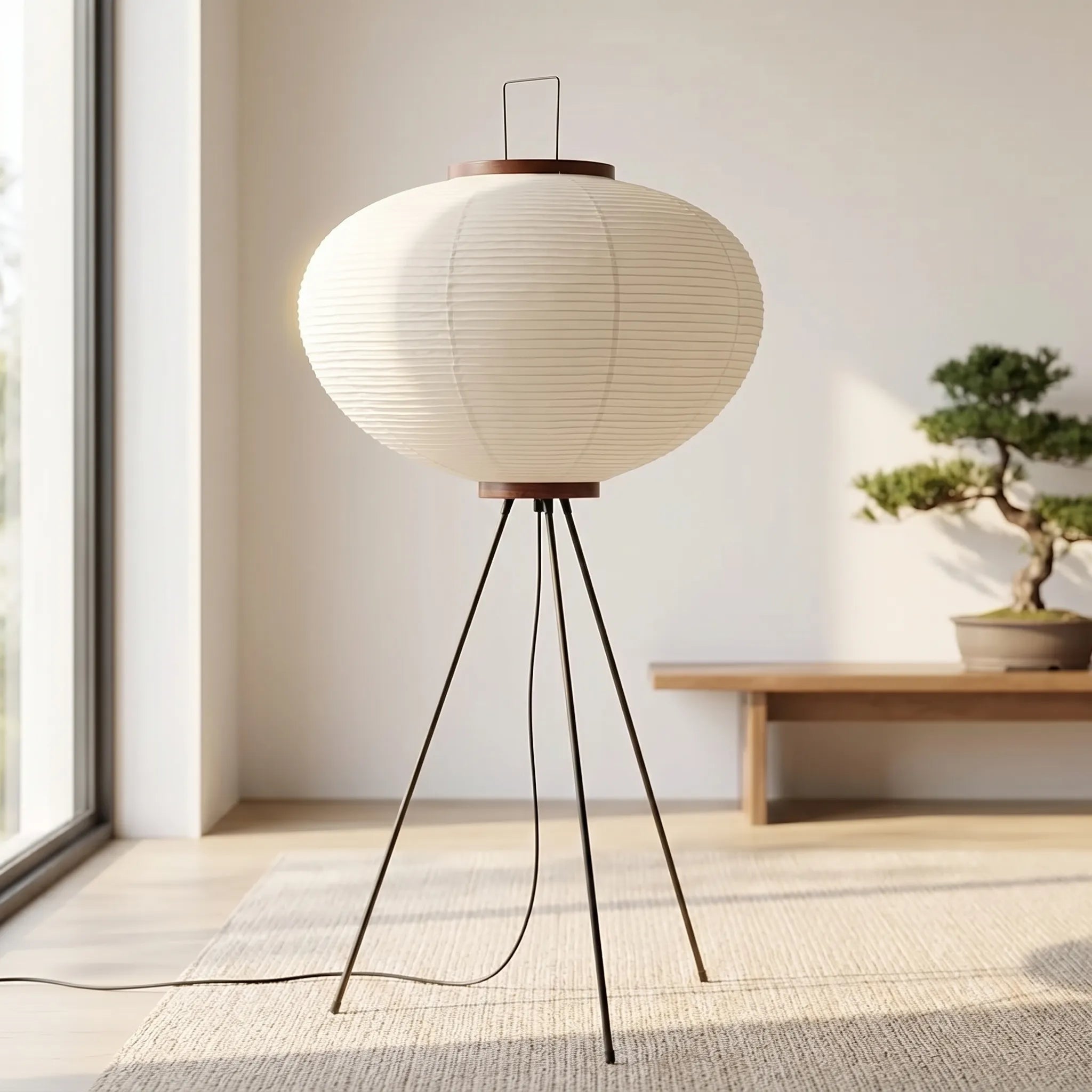 Wabiru - Japanese-Inspired Tripod Floor Lamp- Ambient Room Lighting