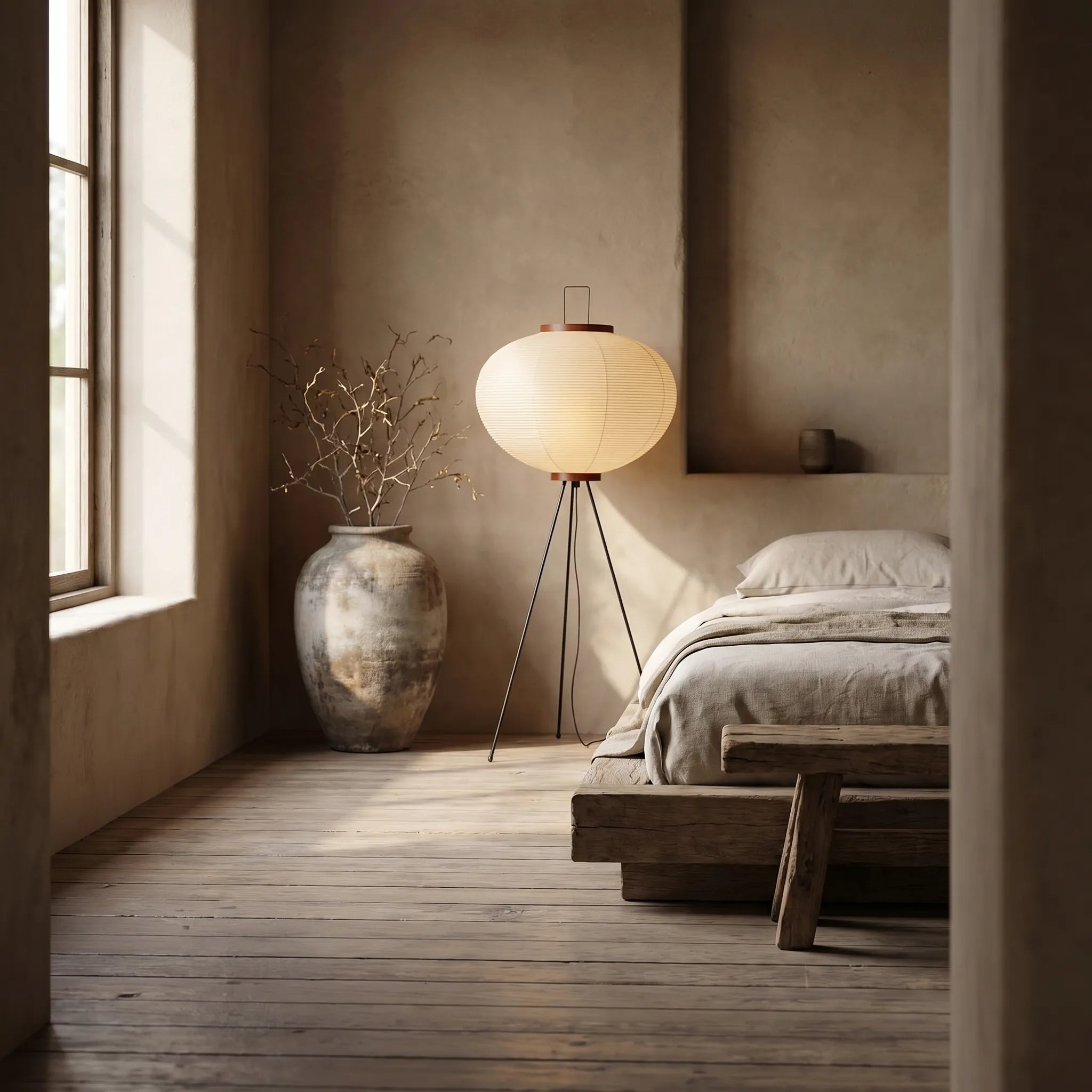 Wabiru - Japanese-Inspired Tripod Floor Lamp- Ambient Room Lighting