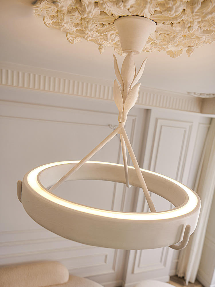 White Plaster Chandelier | Dining Room Ceiling Light Textured Modern Design | Lologe