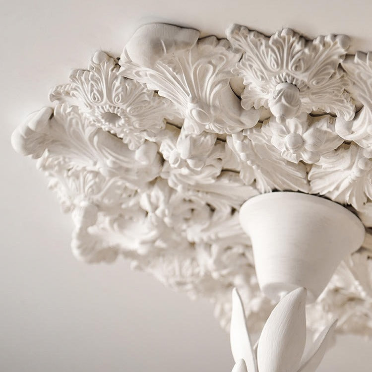 White Plaster Chandelier | Dining Room Ceiling Light Textured Modern Design | Lologe