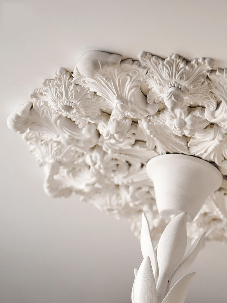 White Plaster Chandelier | Dining Room Ceiling Light Textured Modern Design | Lologe