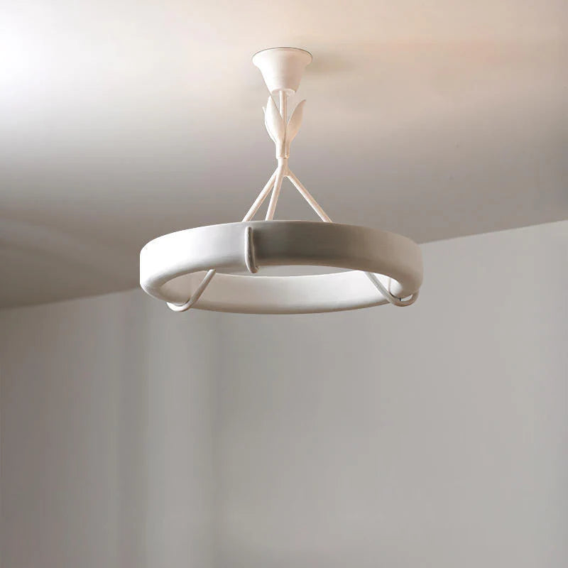 White Plaster Chandelier | Dining Room Ceiling Light Textured Modern Design | Lologe