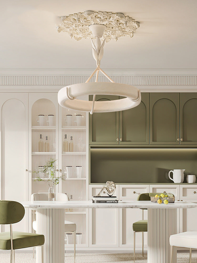 White Plaster Chandelier | Dining Room Ceiling Light Textured Modern Design | Lologe
