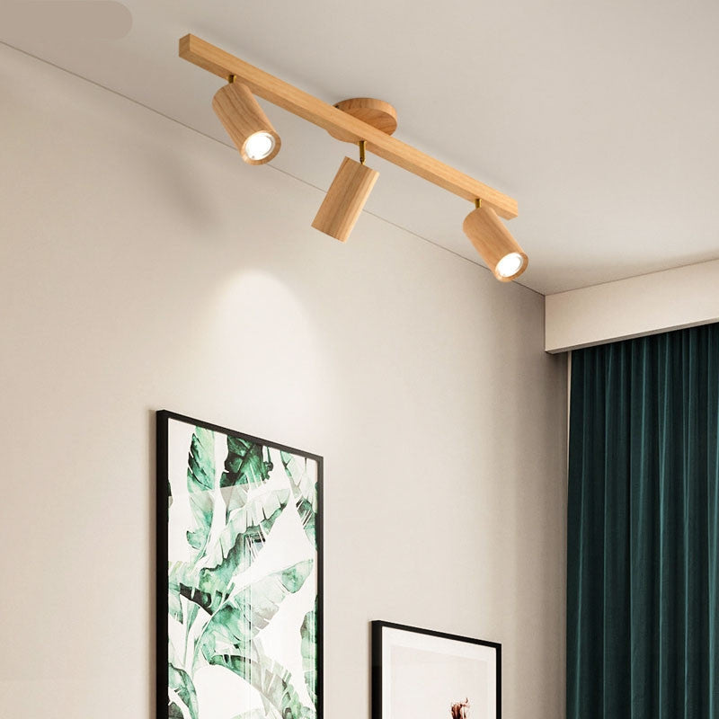 Wood Grain Track Light | Adjustable Ceiling Lighting for Living Room | Lologe