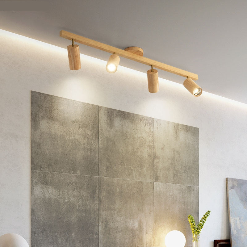 Wood Grain Track Light | Adjustable Ceiling Lighting for Living Room | Lologe