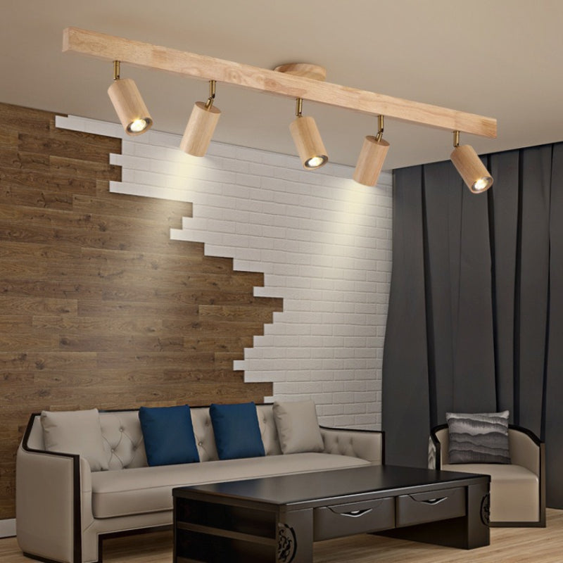 Wood Grain Track Light | Adjustable Ceiling Lighting for Living Room | Lologe