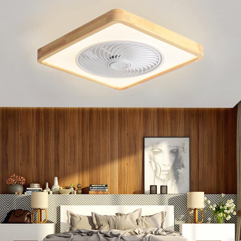 Modern Wood Geometric LED Ceiling Fan Light | Semi-Flush Mount | Lologe