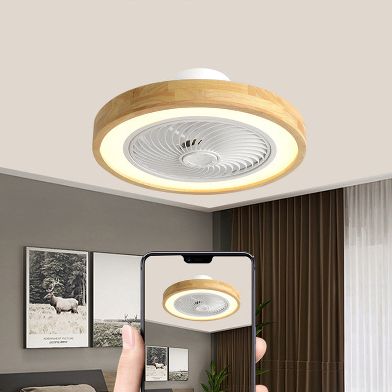 Modern Wood Geometric LED Ceiling Fan Light | Semi-Flush Mount | Lologe