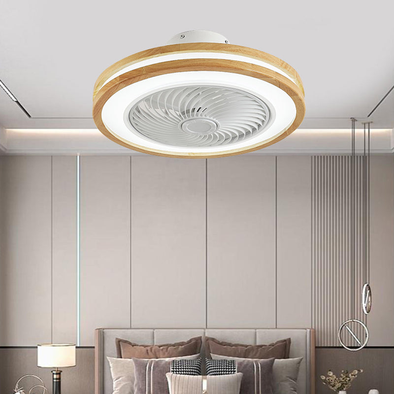 Modern Wood Geometric LED Ceiling Fan Light | Semi-Flush Mount | Lologe