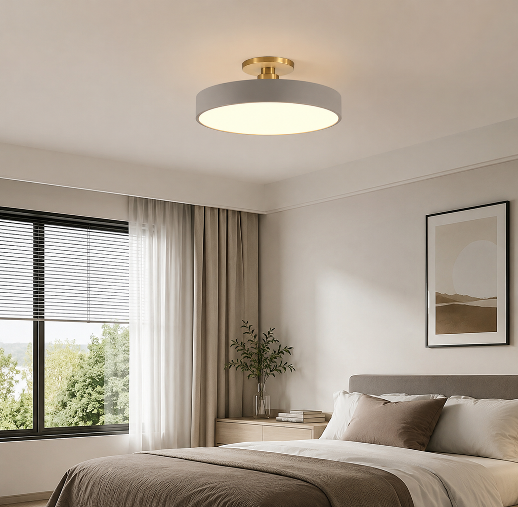 Minimalist Grey Ceiling Light | Living Room | LED Semi-Flush Mount | Modern Design | Lologe