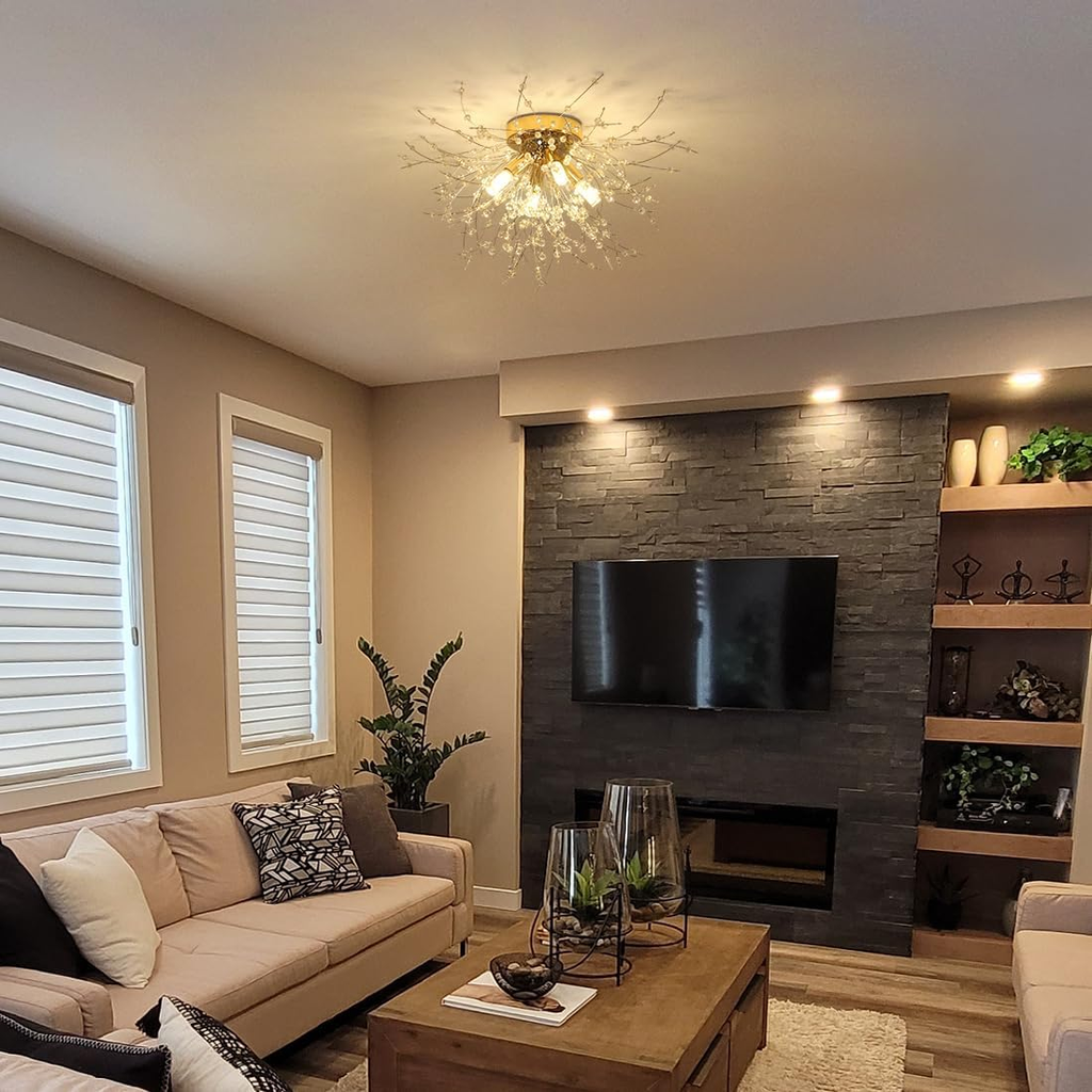 Modern Crystal Dandelion Ceiling Light | Bedroom Living Room | Crystal Shade | Flush Mount | Lologe