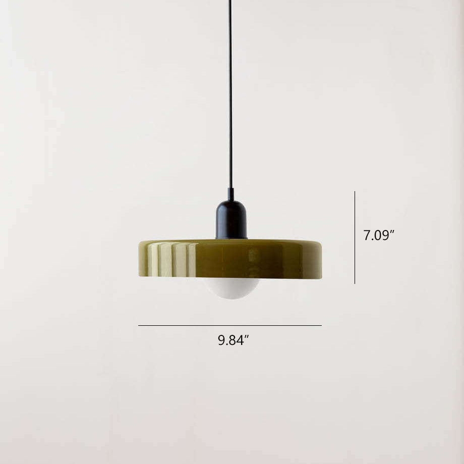 Vintage Glass Pendant Light | Colourful Dish Shade for Dining Room | Lologe