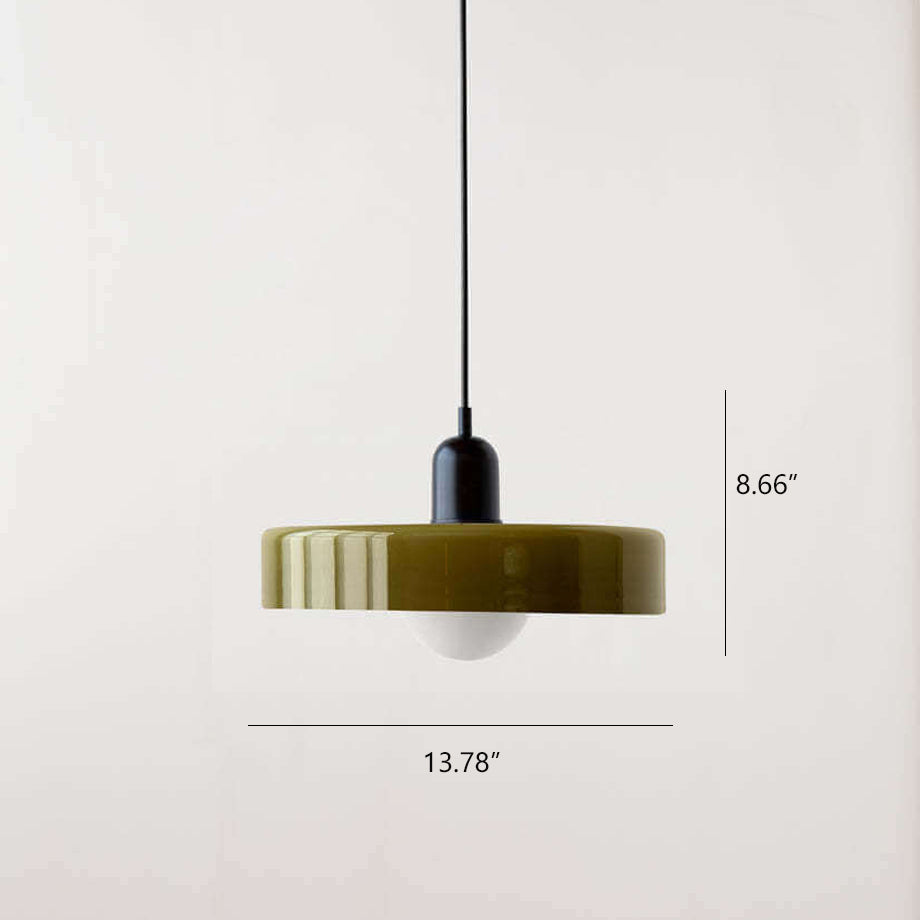 Vintage Glass Pendant Light | Colourful Dish Shade for Dining Room | Lologe