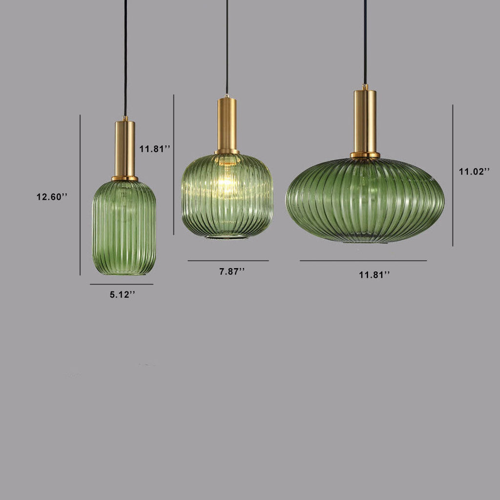 Glass Lantern Pendant Light | Dining Room Striped Glass Modern Minimalist | Lologe