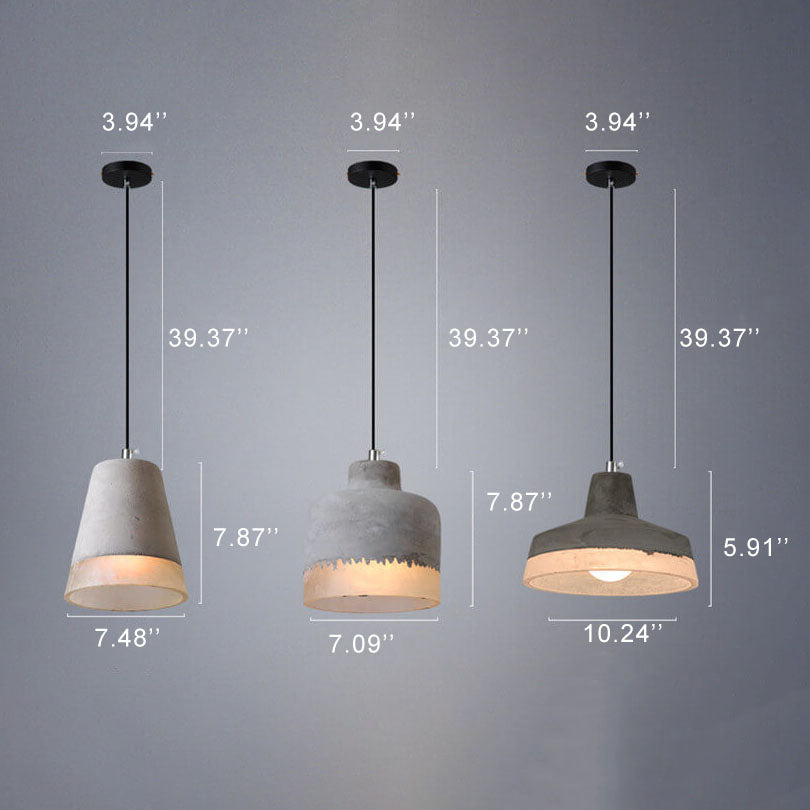 Industrial Cement Pendant Light | Dining Room Mood Lighting | Grey Concrete 1-Light Shade | Lologe